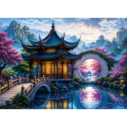 Moon Gate and Cherry Blossom Puzzle