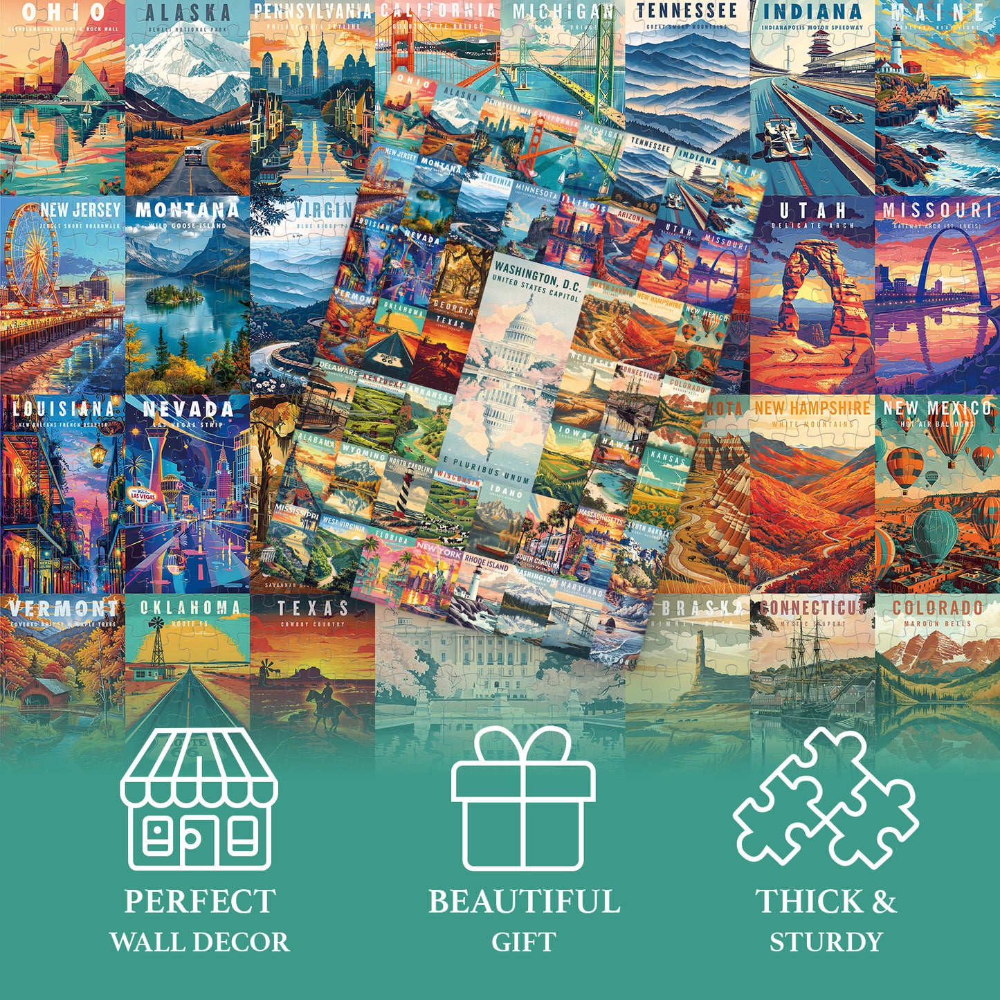 50 States Custom Puzzle Artwork Sample